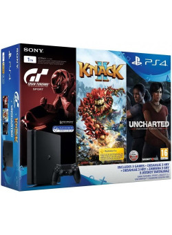 Игровая приставка Sony PlayStation 4 Slim 1TB Black (CUH-2116B) + Gran Turismo: Sport + Knack 2 + Uncharted: Утраченное наследие 